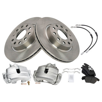 TRQ® - Front Disc Brake Kit with Semi-Metallic Pads, Calipers and Hoses
