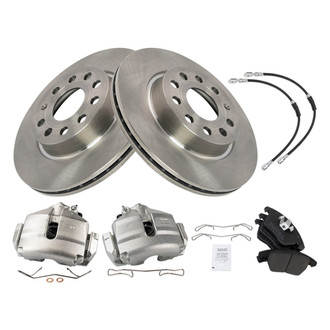 TRQ® - Front Disc Brake Kit with Semi-Metallic Pads, Calipers and Hoses