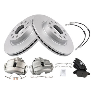 TRQ® - Front Disc Brake Kit with Semi-Metallic Pads, Calipers and Hoses