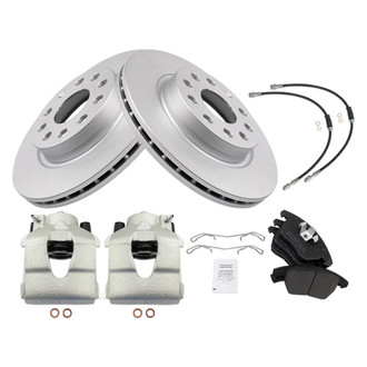 TRQ® - Front Disc Brake Kit with Semi-Metallic Pads, Calipers and Hoses