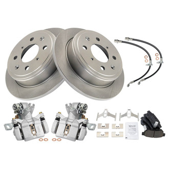 TRQ® - Rear Disc Brake Kit with Ceramic Pads, Calipers and Hoses
