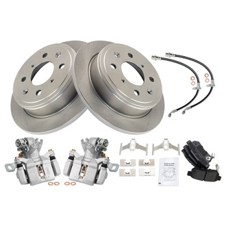 TRQ® - Rear Disc Brake Kit with Semi-Metallic Pads, Calipers and Hoses