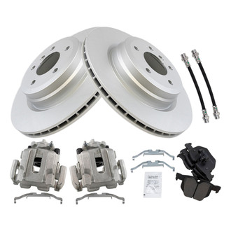 TRQ® - Performance Ceramic Rear Brake Kit with Calipers and Hoses