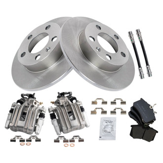 TRQ® - Rear Disc Brake Kit with Semi-Metallic Pads, Calipers and Hoses