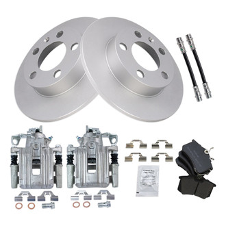 TRQ® - Rear Disc Brake Kit with Semi-Metallic Pads, Calipers and Hoses