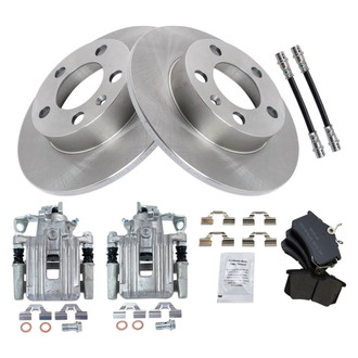 TRQ® - Rear Disc Brake Kit with Semi-Metallic Pads, Calipers and Hoses