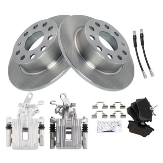 TRQ® - Performance Ceramic Rear Brake Kit with Calipers and Hoses