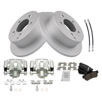 TRQ® - Rear Disc Brake Kit with Semi-Metallic Pads, Calipers and Hoses