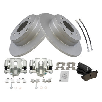 TRQ® - Rear Disc Brake Kit with Semi-Metallic Pads, Calipers and Hoses