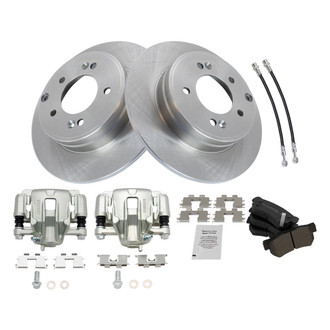 TRQ® - Rear Disc Brake Kit with Semi-Metallic Pads, Calipers and Hoses