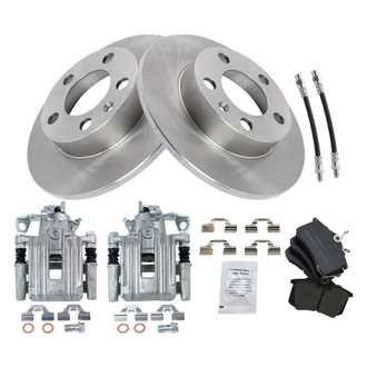 TRQ® - Performance Semi-Metallic Rear Brake Kit with Calipers and Hoses