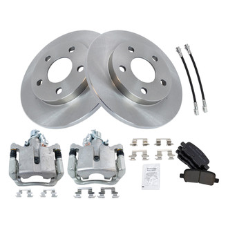 TRQ® - Performance Semi-Metallic Rear Brake Kit with Calipers and Hoses