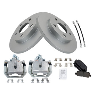 TRQ® - Rear Disc Brake Kit with Semi-Metallic Pads, Calipers and Hoses
