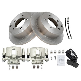 TRQ® - Performance Semi-Metallic Brake Kit with Calipers and Hoses