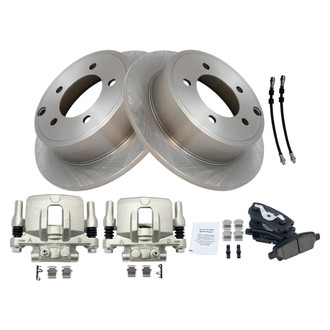 TRQ® - Performance Ceramic Rear Brake Kit with Calipers and Hoses