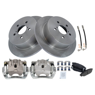 TRQ® - Performance Semi-Metallic Brake Kit with Calipers and Hoses