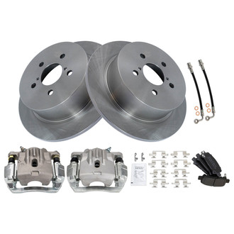 TRQ® - Performance Semi-Metallic Rear Brake Kit with Calipers and Hoses