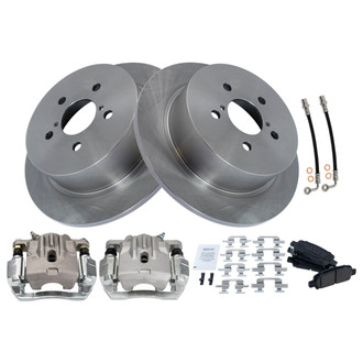 TRQ® - Performance Ceramic Rear Brake Kit with Calipers and Hoses