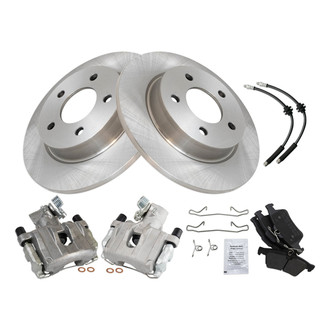 TRQ® - Performance Semi-Metallic Rear Brake Kit with Calipers and Hoses