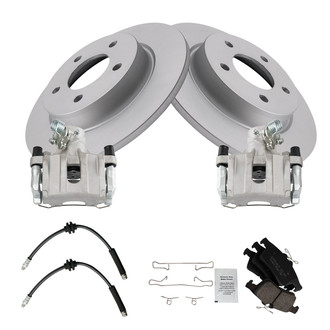 TRQ® - Performance Ceramic Rear Brake Kit with Calipers and Hoses