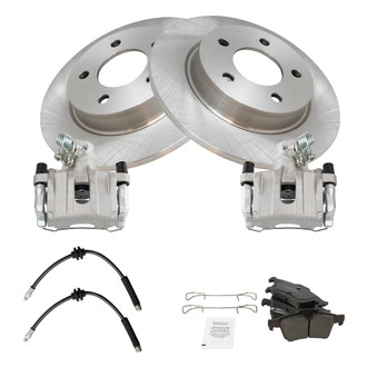 TRQ® - Performance Ceramic Rear Brake Kit with Calipers and Hoses