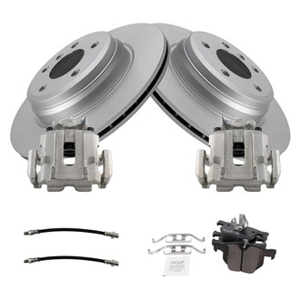 TRQ® BKA72093 - Rear Disc Brake Kit with Semi-Metallic Pads, Calipers and Hoses