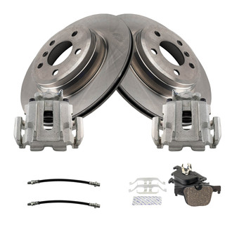 TRQ® - Performance Ceramic Rear Brake Kit with Calipers and Hoses