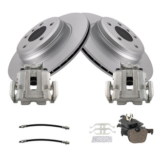 TRQ® - Performance Ceramic Rear Brake Kit with Calipers and Hoses