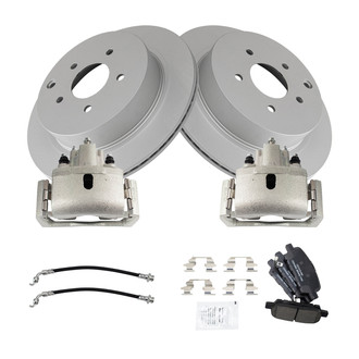 TRQ® - Performance Ceramic Rear Brake Kit with Calipers and Hoses