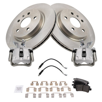 TRQ® - Performance Ceramic Rear Brake Kit with Calipers and Hoses