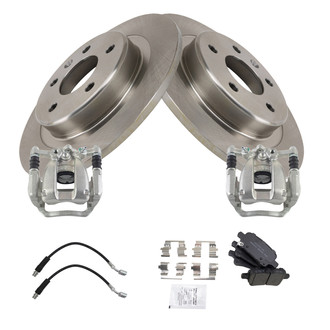 TRQ® - Performance Ceramic Rear Brake Kit with Calipers and Hoses