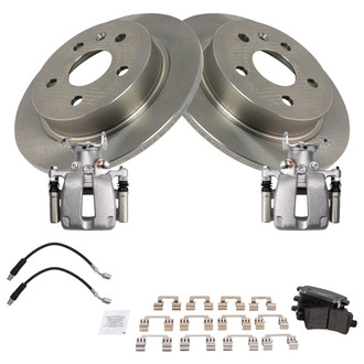 TRQ® - Performance Ceramic Rear Brake Kit with Calipers and Hoses