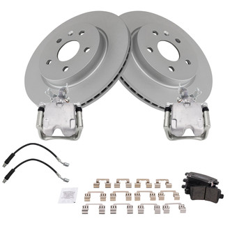 TRQ® - Performance Ceramic Rear Brake Kit with Calipers and Hoses