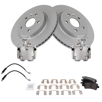 TRQ® - Performance Ceramic Rear Brake Kit with Calipers and Hoses