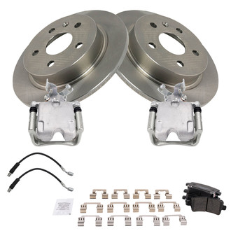 TRQ® - Performance Ceramic Rear Brake Kit with Calipers and Hoses