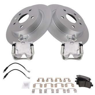 TRQ® - Performance Ceramic Rear Brake Kit with Calipers and Hoses