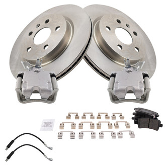 TRQ® - Performance Ceramic Rear Brake Kit with Calipers and Hoses