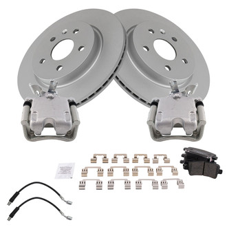 TRQ® - Performance Ceramic Rear Brake Kit with Calipers and Hoses