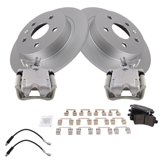 TRQ® - Performance Ceramic Rear Brake Kit with Calipers and Hoses