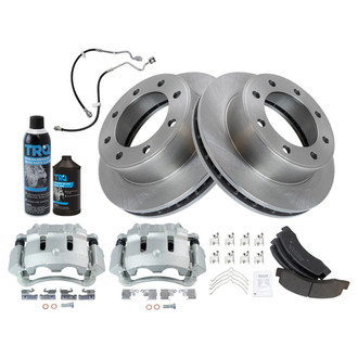 TRQ® - Performance Semi-Metallic Front Brake Kit with Calipers and Hoses