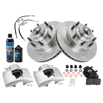 TRQ® - Front Disc Brake Kit with Semi-Metallic Pads, Calipers and Hoses