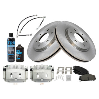 TRQ® - Performance Ceramic Front Brake Kit with Calipers and Hoses