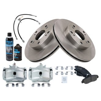 TRQ® - Performance Ceramic Front Brake Kit with Calipers and Hoses