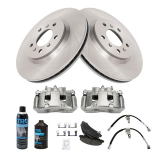 TRQ® - Performance Ceramic Front Brake Kit with Calipers and Hoses