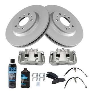 TRQ® - Front Disc Brake Kit with Semi-Metallic Pads, Calipers and Hoses