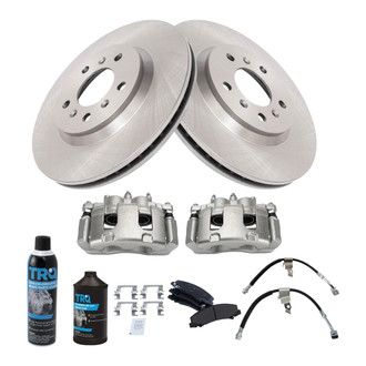 TRQ® - Performance Semi-Metallic Front Brake Kit with Calipers and Hoses