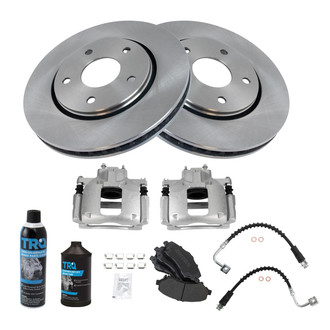 TRQ® - Performance Semi-Metallic Front Brake Kit with Calipers and Hoses