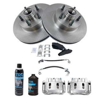 TRQ® - Performance Semi-Metallic Front Brake Kit with Calipers and Hoses