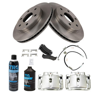 TRQ® - Performance Semi-Metallic Front Brake Kit with Calipers and Hoses