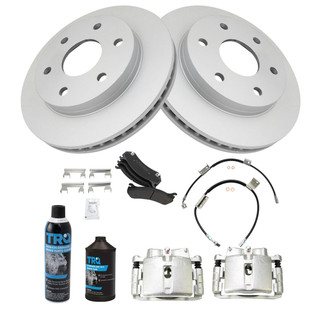 TRQ® - Front Disc Brake Kit with Semi-Metallic Pads, Calipers and Hoses